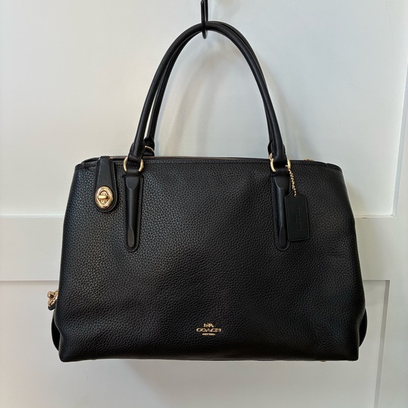Coach Brooklyn Carryall black leather Bag with Gold hardware - Picture 1 of 16